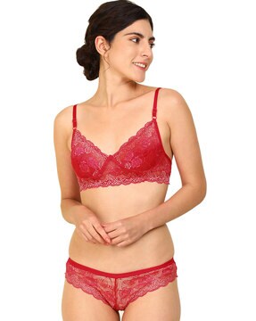 Red Cotton Pink Bra Panty Set, Size: 32B at Rs 90/set in New Delhi