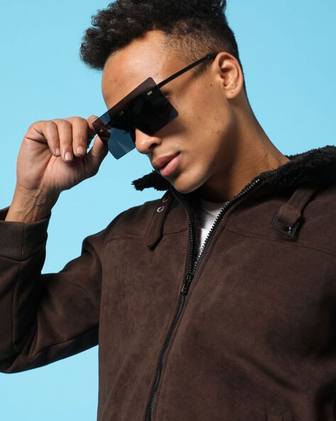 Mens square sale black sunglasses