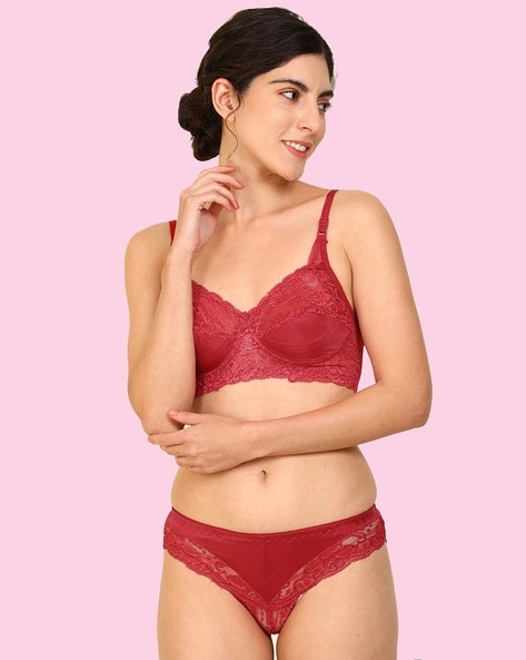 red solid bras and panty set