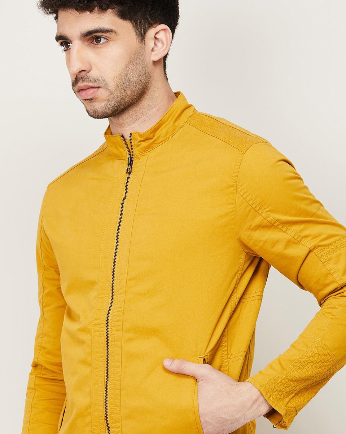 Mens Yellow Café Racer Leather Jacket - Hleatherjackets