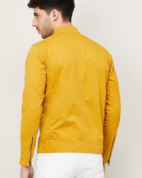 Men's Eccentric Yellow Leather Jacket