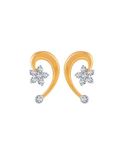 P.C. Chandra Jewellers 14k (585) Yellow Gold and Diamond Stud Earrings for  Women : Amazon.in: Fashion