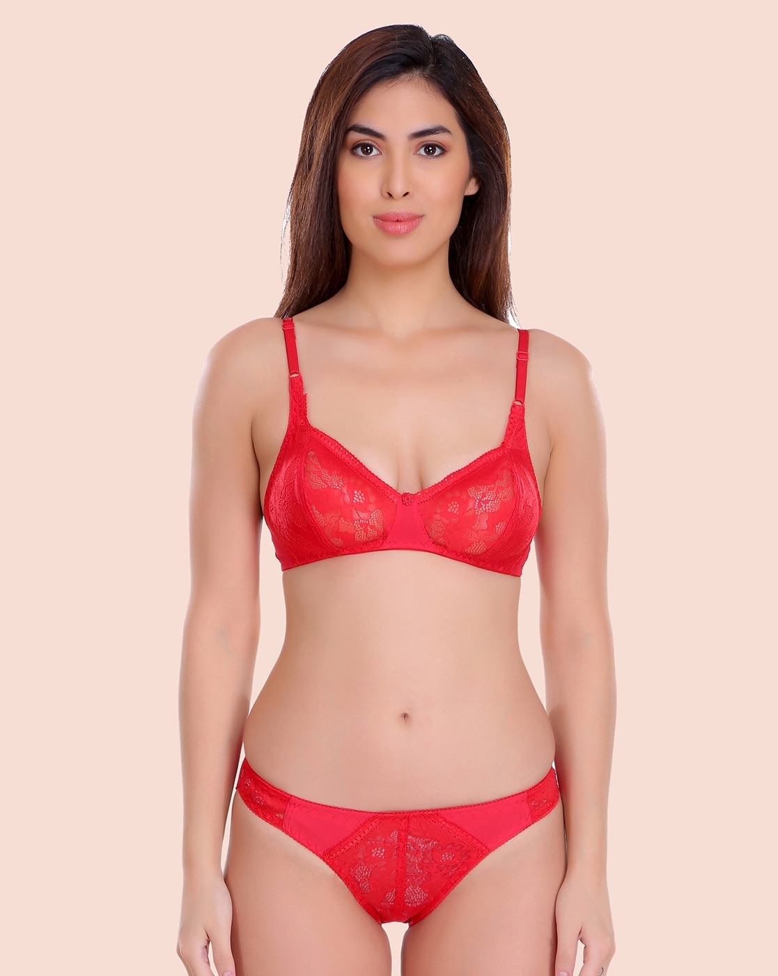 Glamour Hollow Red Lace Bras & Panties Set