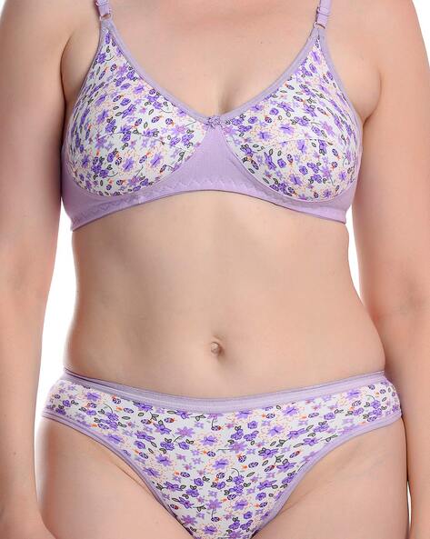 Floral Print Minimizer Bra & Panty Set