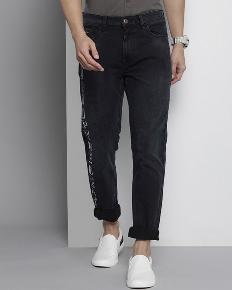 Dark Wash Cargo Jeans Men - Printed Jeans