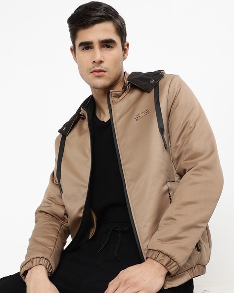 Bomber jacket outlet with detachable hood