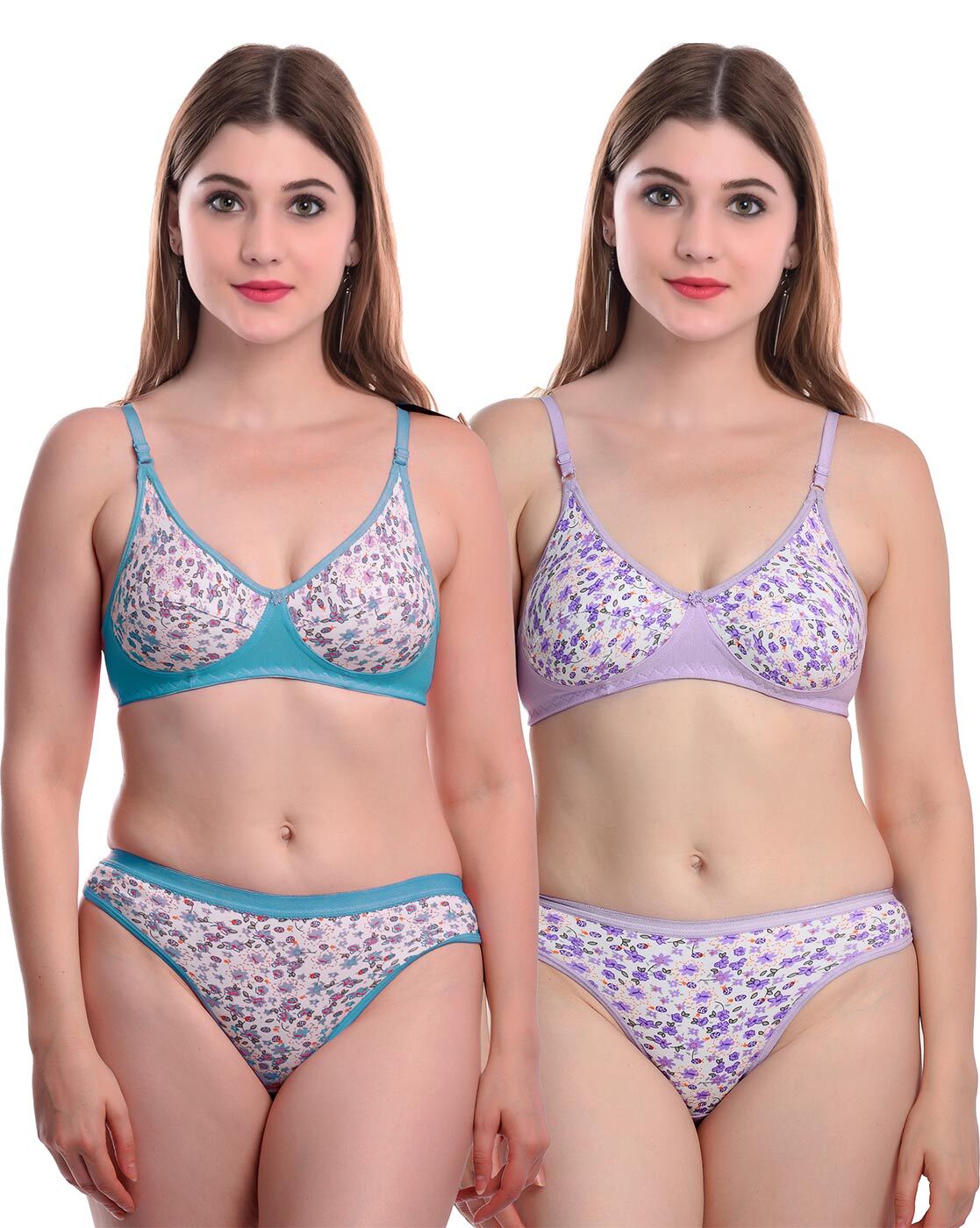 Sunny Cotton Printed Bra Panty Set, Size: Medium and Large at Rs
