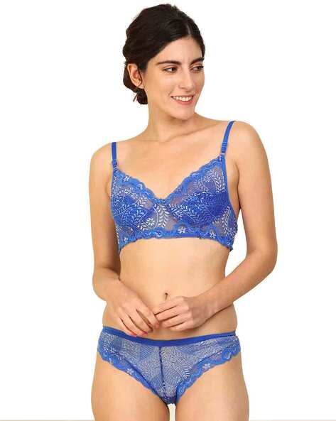 Orange,Purple Lace,Cotton Woman Padded Bra Panty Lingerie Set at Rs  690/piece in New Delhi