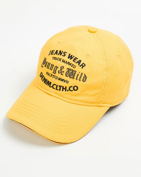 Buy Men Yellow Logo Print Baseball Cap Online