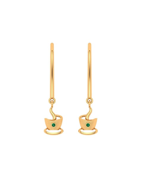 Pair of 14K gold cat earrings, cats playing with in United States