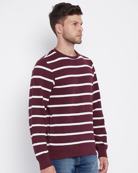 Maroon and clearance white striped sweater