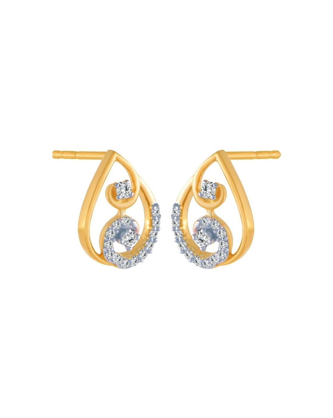 P.C Chandra Jewellers 18KT (750) Yellow Gold & Diamond Leaves Stud Earrings  - 0.78 Grams : Amazon.in: Fashion