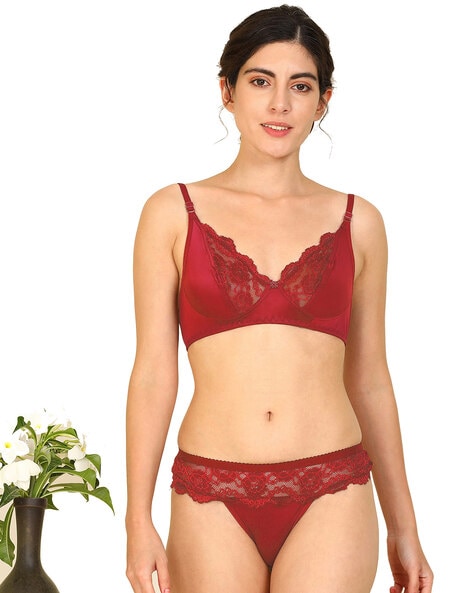 Buy Red Bra Panty Set Online In India -  India