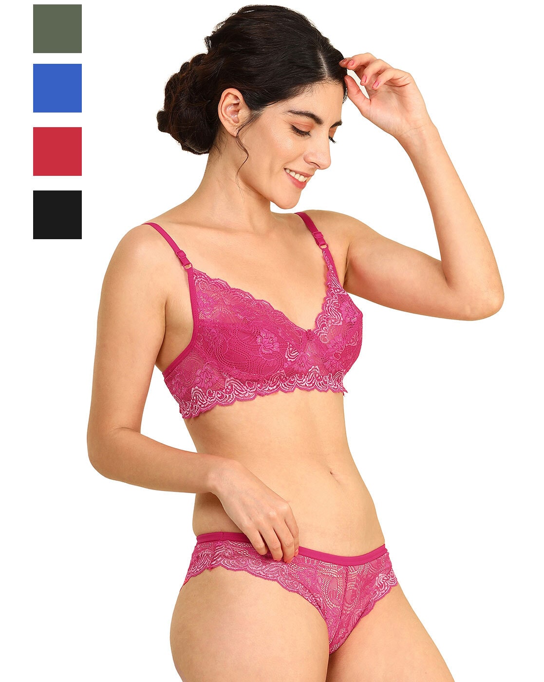 Buy Sexy Code 1701 Women Push Up Lace Bras Set Lace Lingerie Bra and  Panties and Socks 5 Piece Online at desertcartINDIA