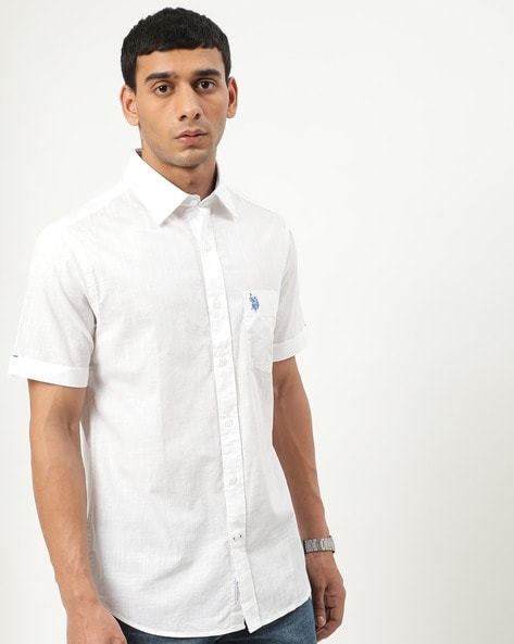 Embroidered Logo Shirt with Patch Pocket