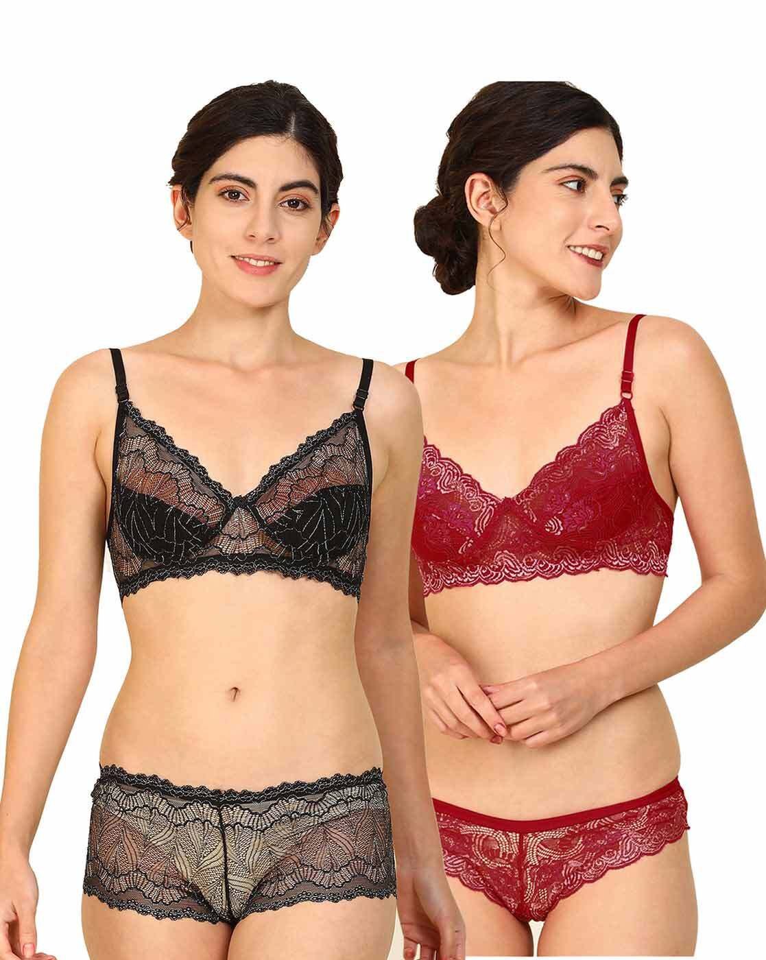Buy online Pack Of 2 Laced Bra And Panty Set from lingerie for Women by  Abelino for ₹1559 at 61% off