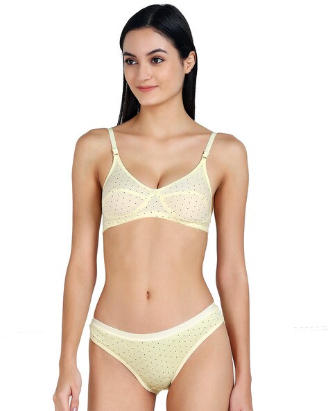 Yellow Polka Dotted Push Bra Panty Set 4205920.htm - Buy Yellow Polka  Dotted Push Bra Panty Set 4205920.htm online in India