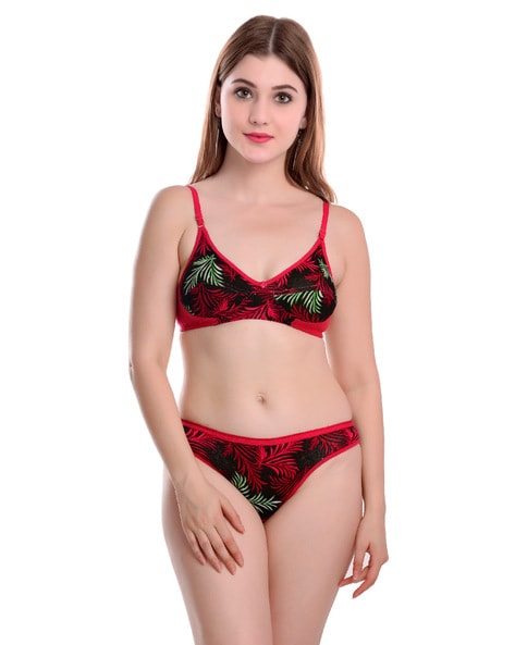 Bra & Panty Set with Floral Detail