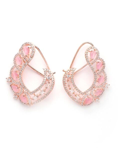 Buy Rose Gold-Toned & Pink Earrings for Women by Karatcart Online