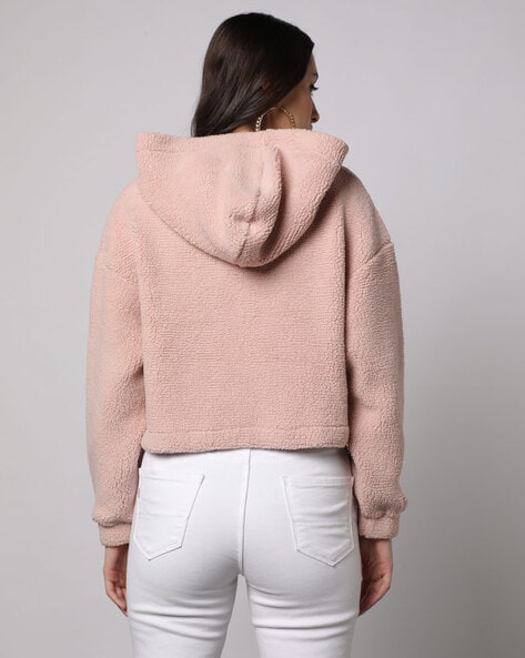 Women Zip-Front Crop Hoodie