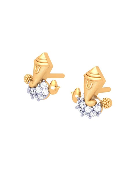 Ganesha pink dangler antique golden earrings at ₹1055 | Azilaa