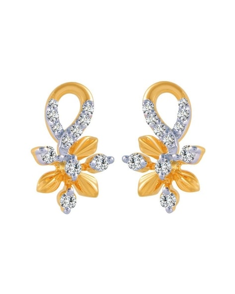 18KT Butterfly shape Red And White Stone Gold Drop Earring | PC Chandra  Diamond Collection