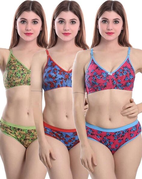 Buy online Pack Of 3 Printed Regular Bra from lingerie for Women