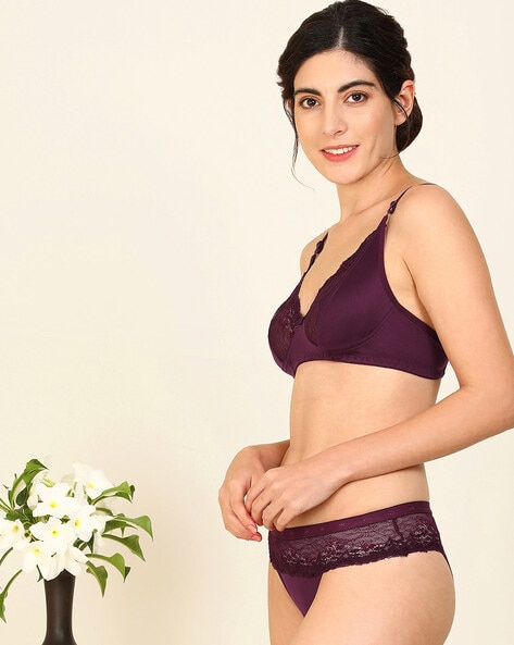 Buy Arousy-Women's Cotton Bra Panty Set for Women Lingerie Set  Undergarments (Pack of 2)(Size :30) Model No : Ruchi-Set_Bl,M Black,Maroon  at