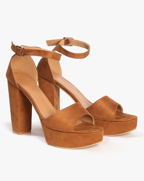 Buy Tan Brown Heeled Sandals for Women by MFT Couture Online | Ajio.com
