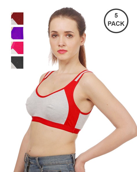 5 PACK Girls and Women Non Padded Sports Air Bra Combo