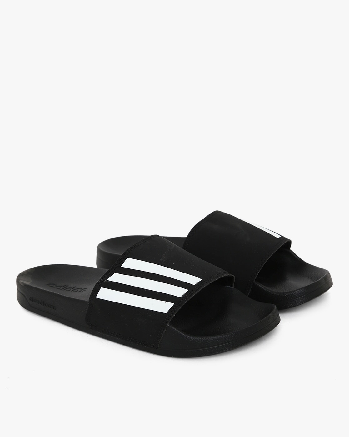 Plain black adidas online slides