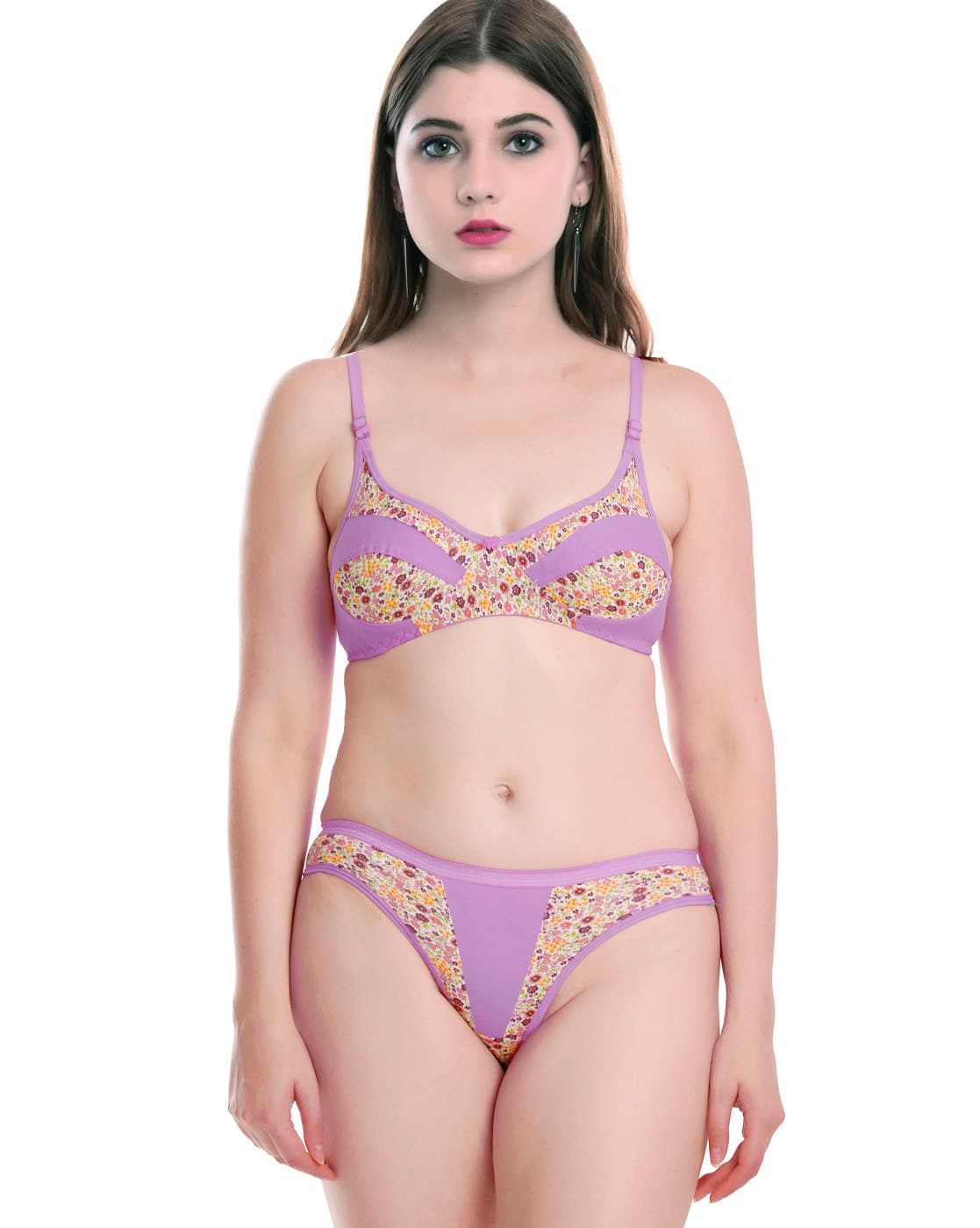 Spun Purple Ladies Floral Printed Bra Panty Set, Size: 28-40 at Rs 70/set  in Delhi