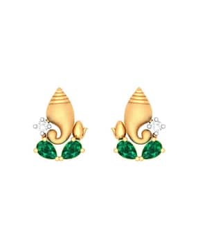 p.c. chandra jewellers Yellow Gold Stone-Studded Stud Earrings-picture-49