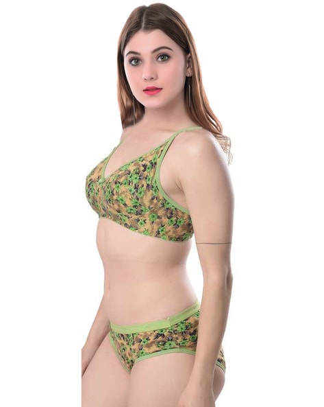 Net Floral Light Green Bra Panty Set at Rs 220/set in Ghaziabad