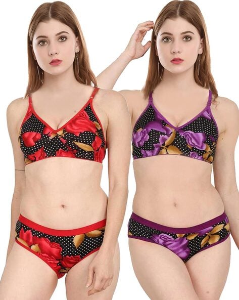 Buy online Pack Of 2 Floral Bra And Panty Set from lingerie for Women by  Tcg for ₹499 at 58% off