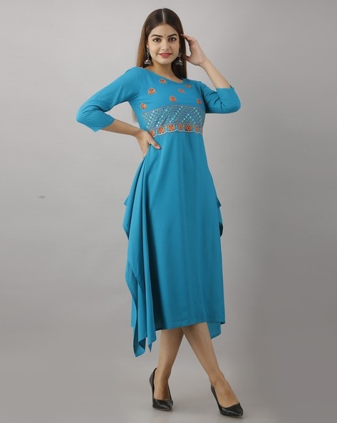 Buy Polo Ralph Lauren Women Light Blue Floral Crinkle Georgette Wrap Dress  Online - 881309 | The Collective