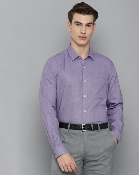 Men's Basic Solid Color Button Up Dress Shirt (Purple) | Shirt outfit men,  Purple dress shirt, Button up dress