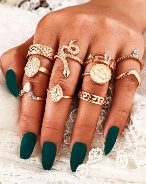 Multi layer Silver Round Rings Set Midi Finger Ring Set for Women Girl  Simple Band Rings