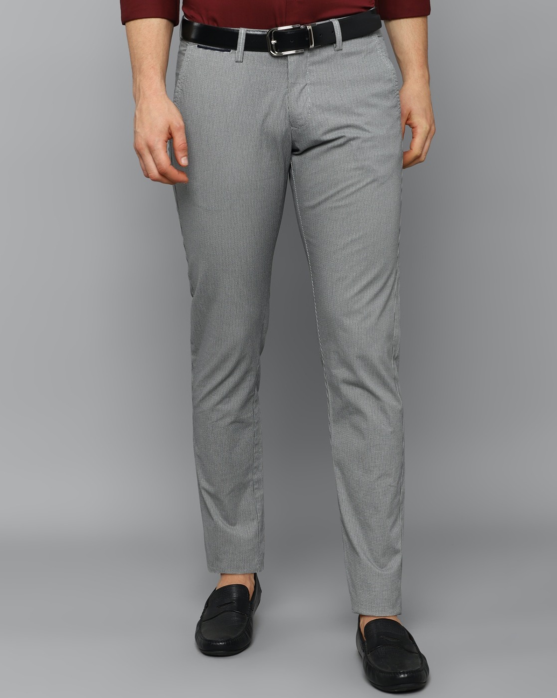 Buy Men Grey Regular Fit Solid Formal Trousers Online  23323  Allen Solly