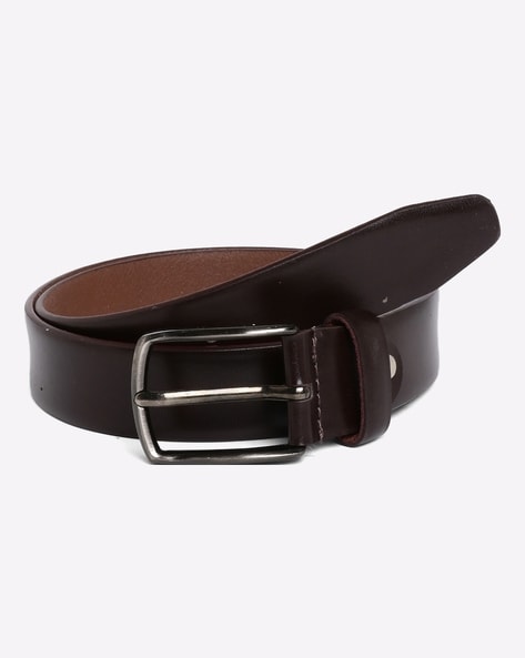 NETWORK Leather Belt with Pin-Buckle Closure For Men (Brown, 36)