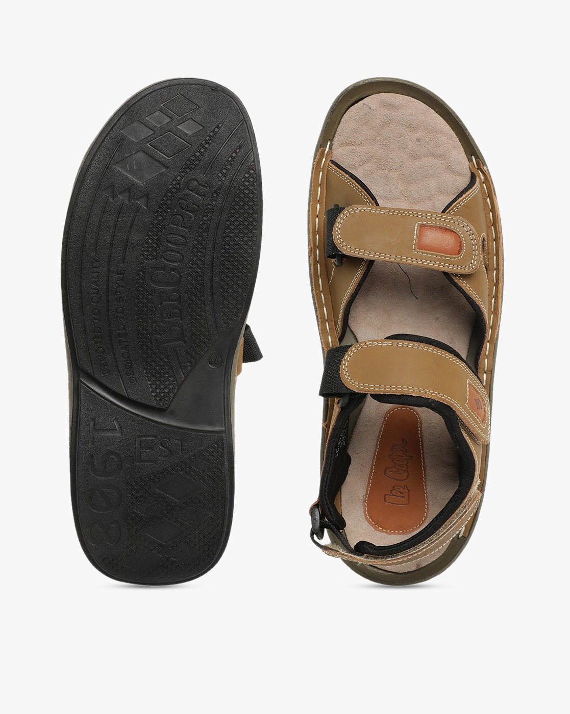 Lee Cooper Men Olive Brown & Yellow Sports Sandals