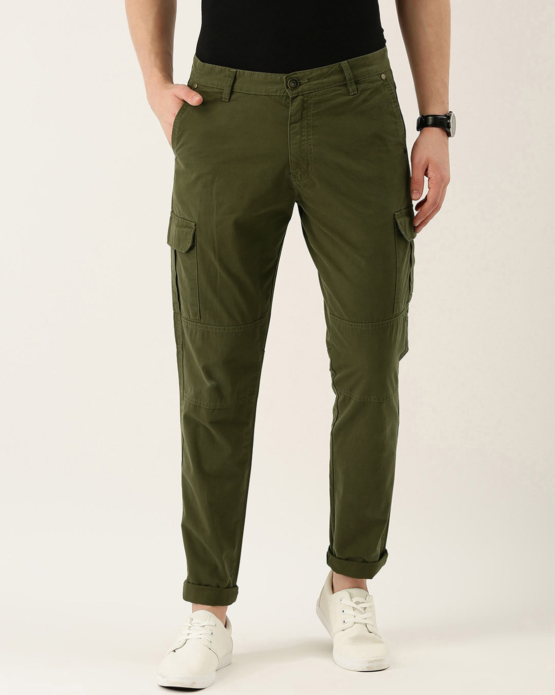 olive green slim fit cargo pants