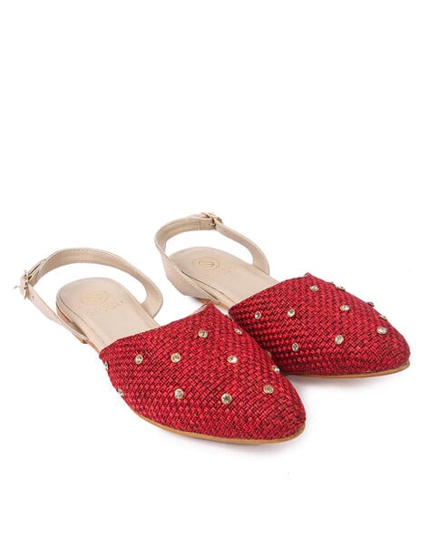 Slingback Red Flats Harper Slingback Flats In Red Woven Leather
