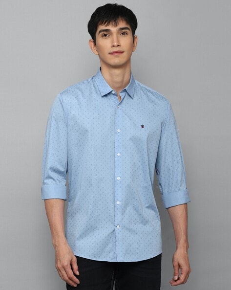 Buy Louis Philippe Blue Cotton Regular Fit Printed Shirts for Mens