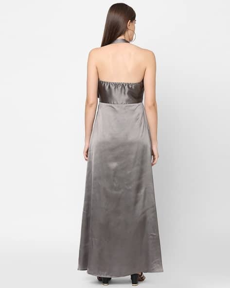 dress denim maxi Petal and Pup Women's Odelia 55 Bust Coastal Muse Light Blue floral chiffon wedding guest dress Colour:Chocolate Brown