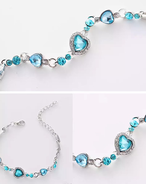 Buy Silver-Toned & Blue Bracelets & Bangles for Women by Shining