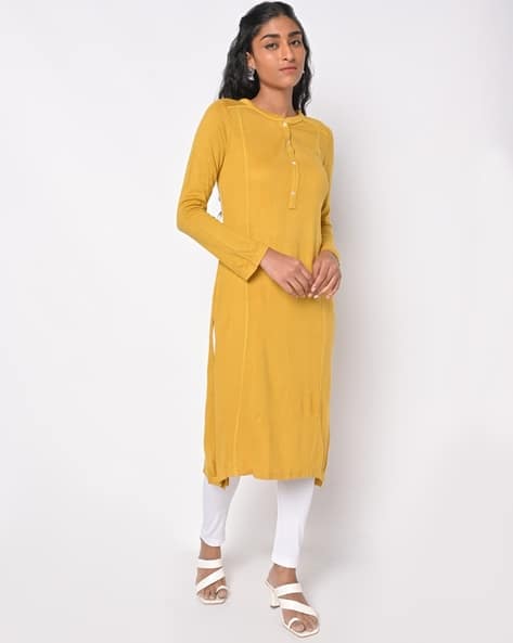 AURELIA Straight Kurta with Band Collar
