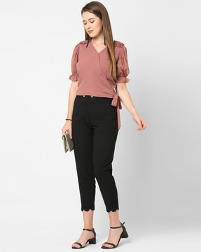 Puff Sleeves V-neck Top