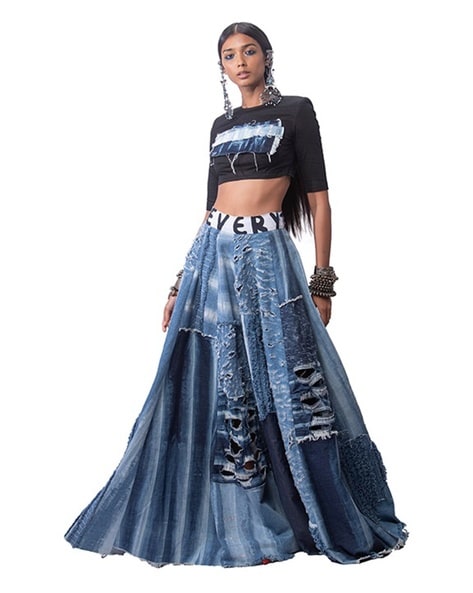 Buy Gulbahar Crop Top Set at Rs 3749 online from Bullionknot Pattu Dresses   BK488N
