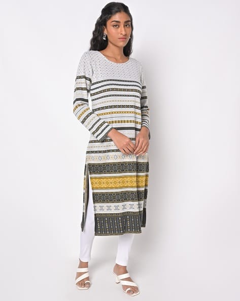 AURELIA Geometric Print Straight Kurta